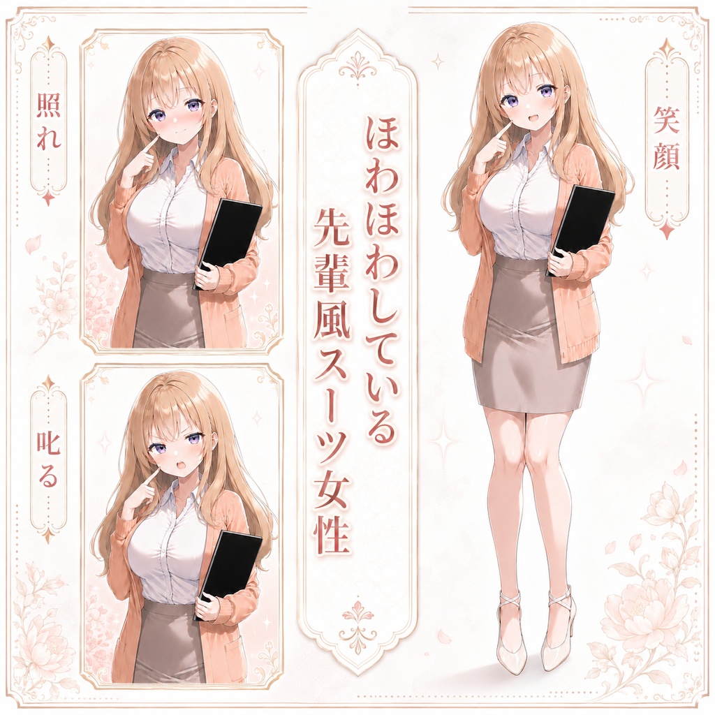 【立ち絵素材221】ほわほわしている先輩風スーツ女性