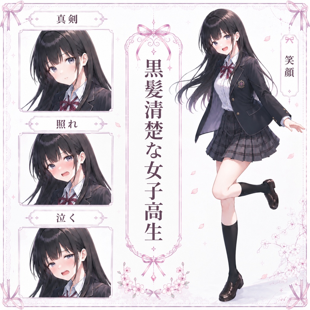 【立ち絵素材232】黒髪清楚な女子高生