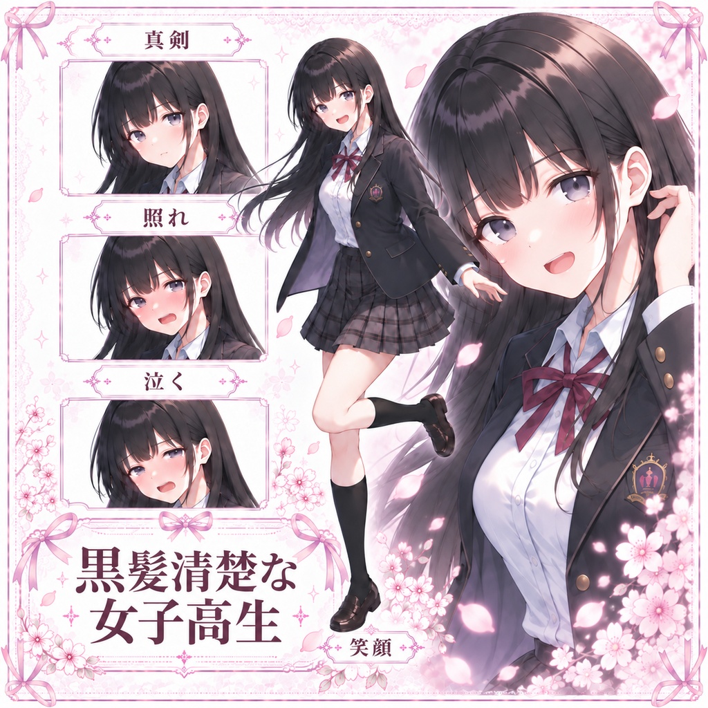 【立ち絵素材232】黒髪清楚な女子高生