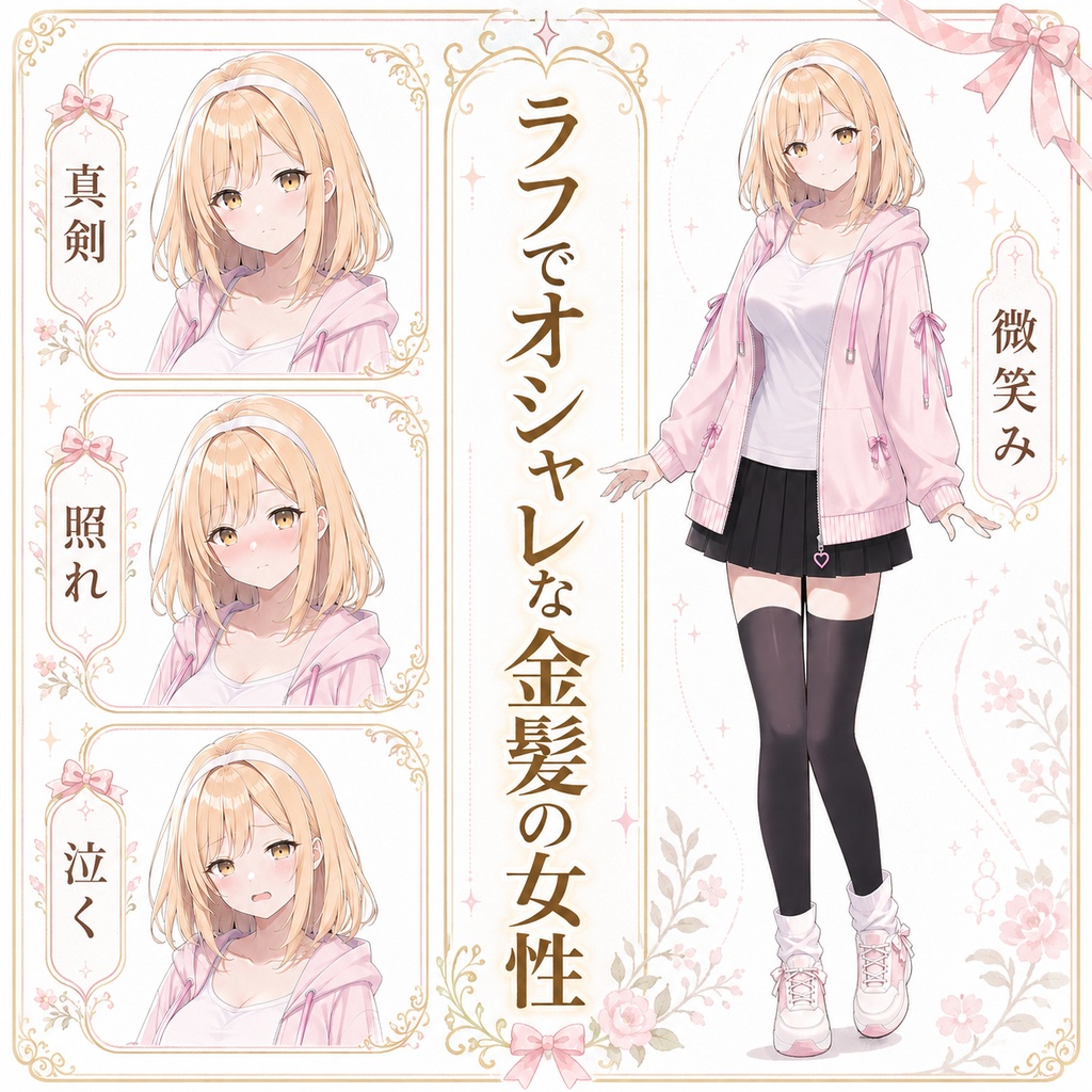 【立ち絵素材234】ラフでオシャレな金髪の女性