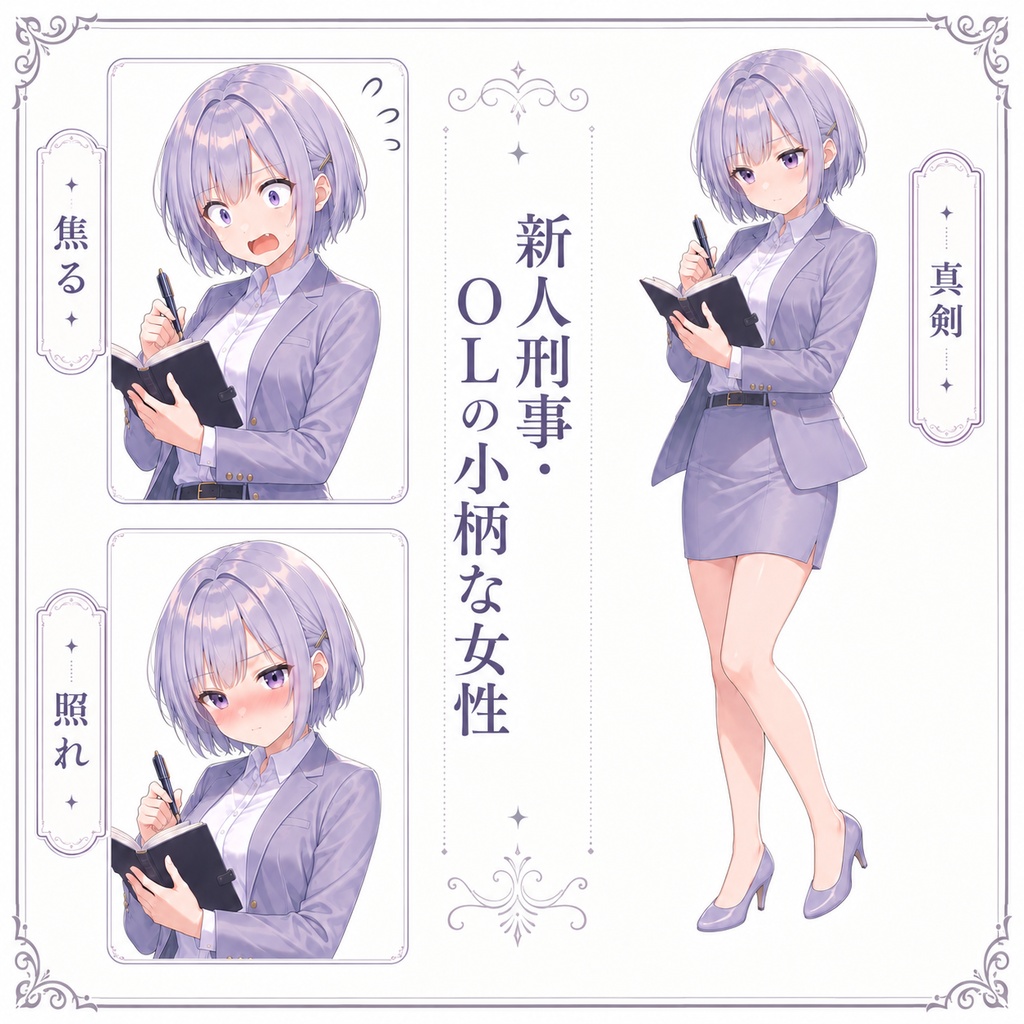 【立ち絵素材241】新人刑事・OLの小柄な女性