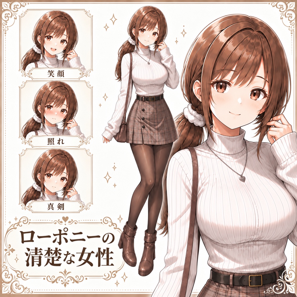 【立ち絵素材244】ローポニーの清楚な女性