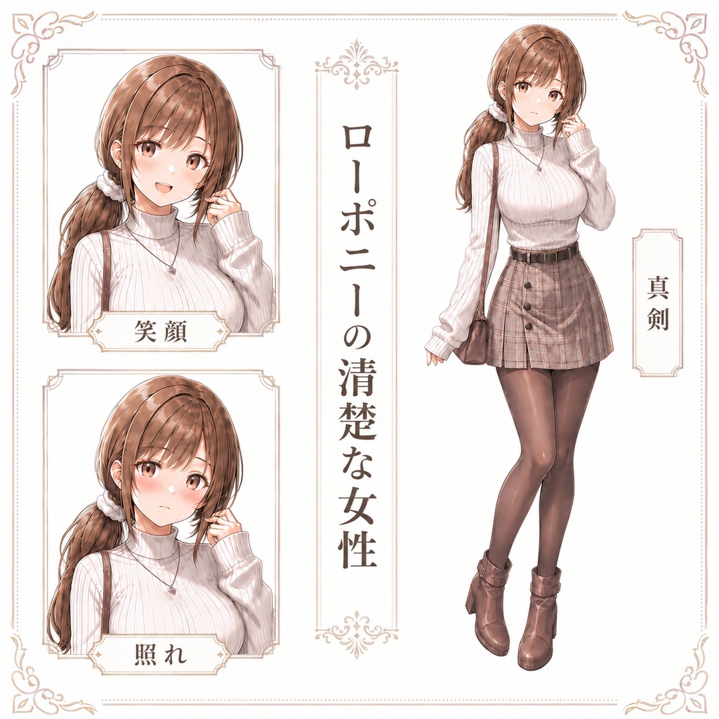 【立ち絵素材244】ローポニーの清楚な女性