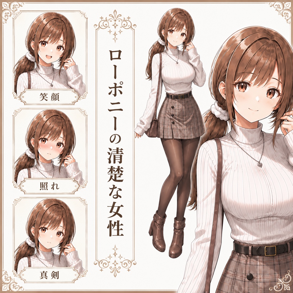 【立ち絵素材244】ローポニーの清楚な女性