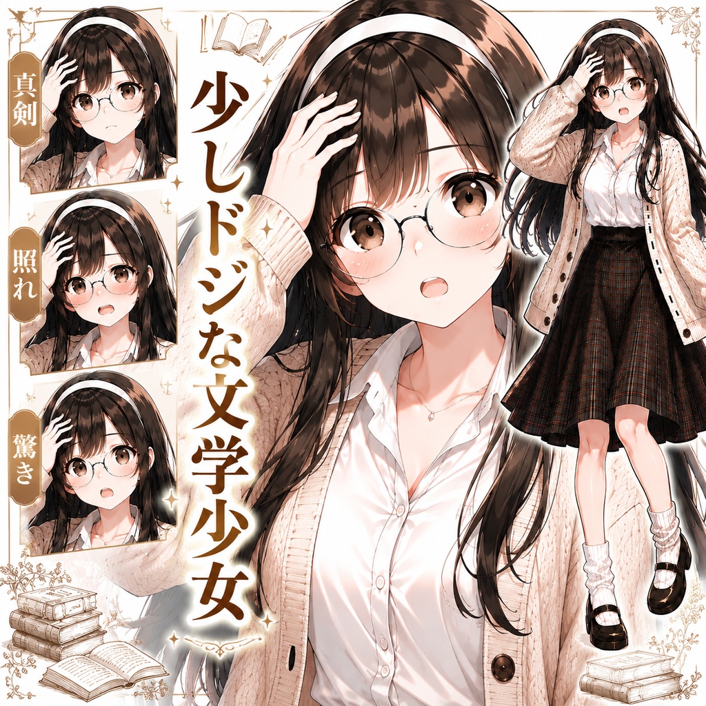 【立ち絵素材246】少しドジな文学少女
