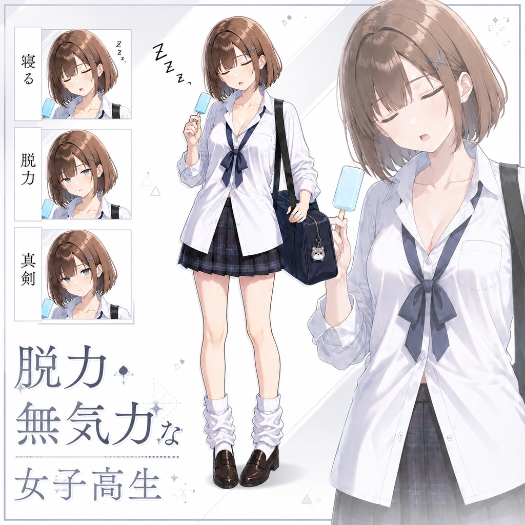【立ち絵素材250】脱力・無気力な女子高生