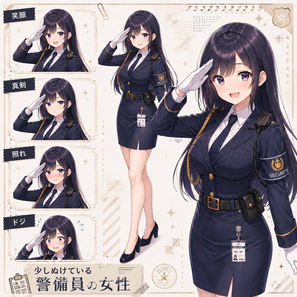 【立ち絵素材255】少しぬけている警備員の女性