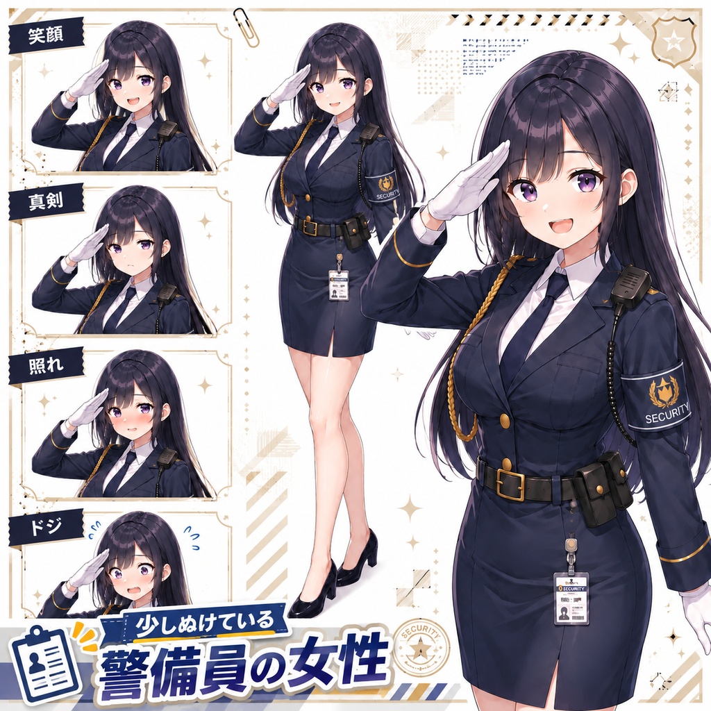 【立ち絵素材255】少しぬけている警備員の女性