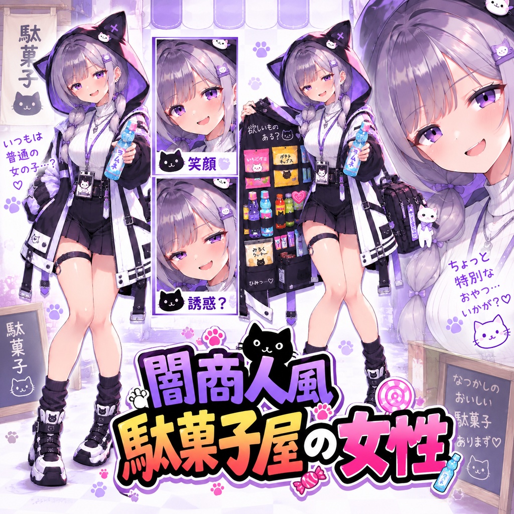 【立ち絵素材267】闇商人風駄菓子屋の女性