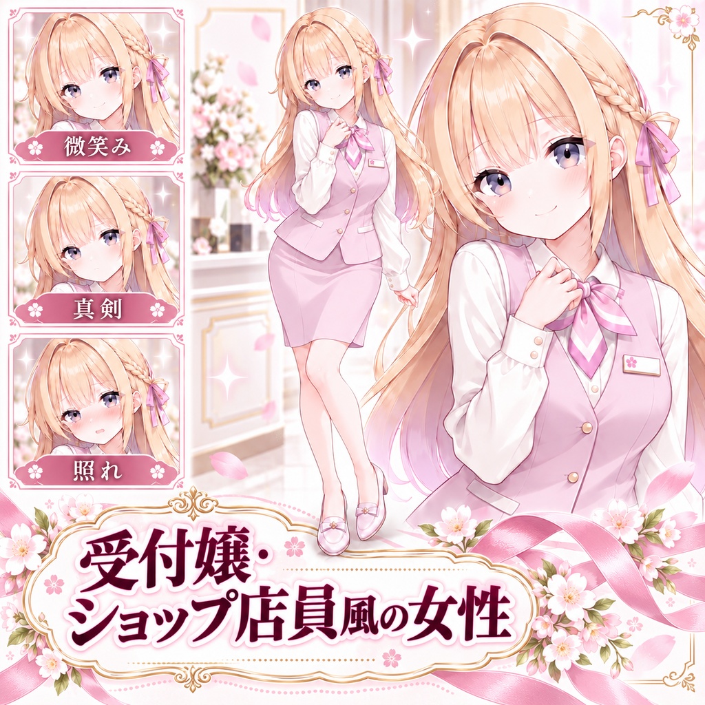 【立ち絵素材270】受付嬢・ショップ店員風の女性