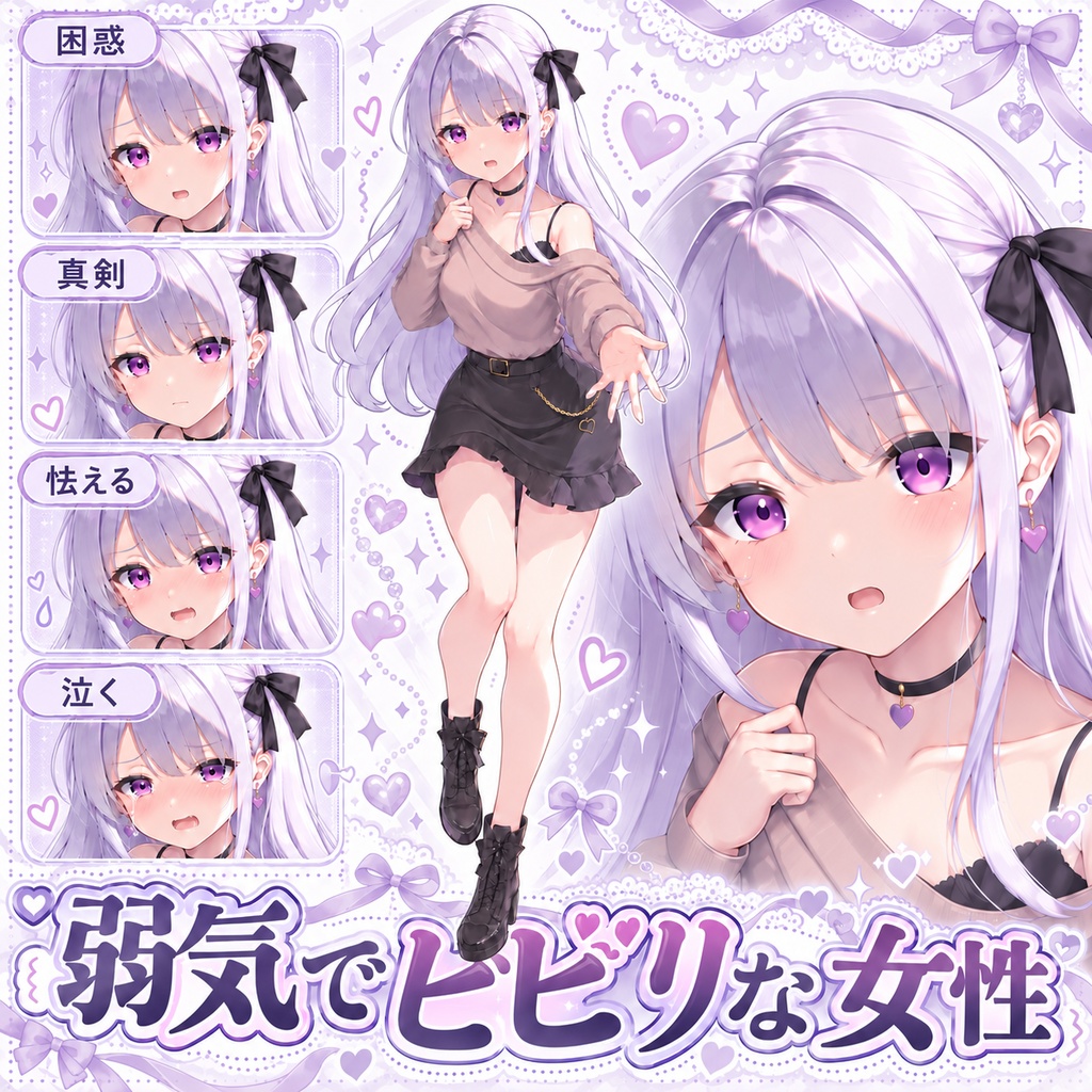 【立ち絵素材271】弱気でビビリな女性