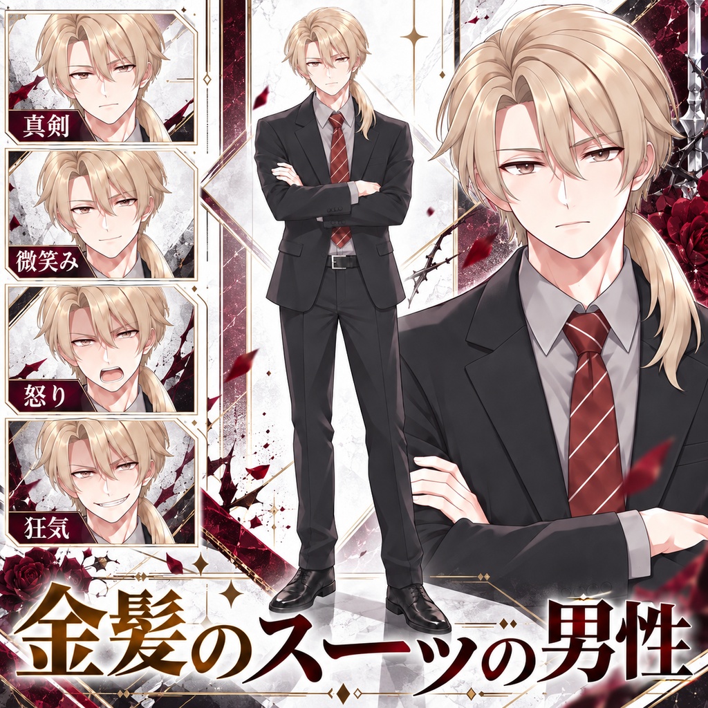 【立ち絵素材283】金髪のスーツの男性