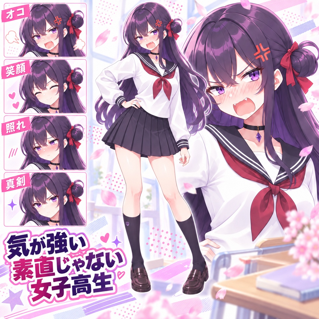 【立ち絵素材285】気が強い素直じゃない女子高生