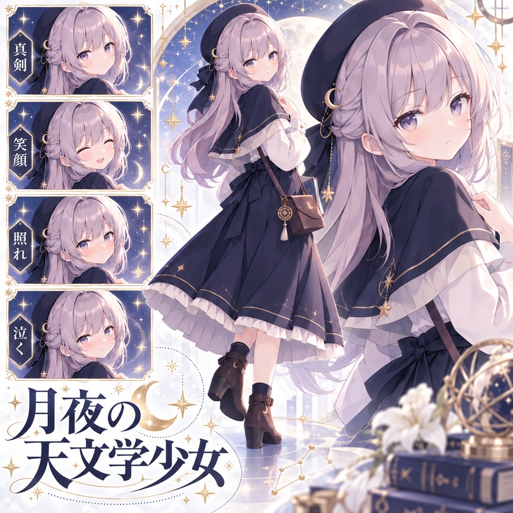 【立ち絵素材292】月夜の天文学少女