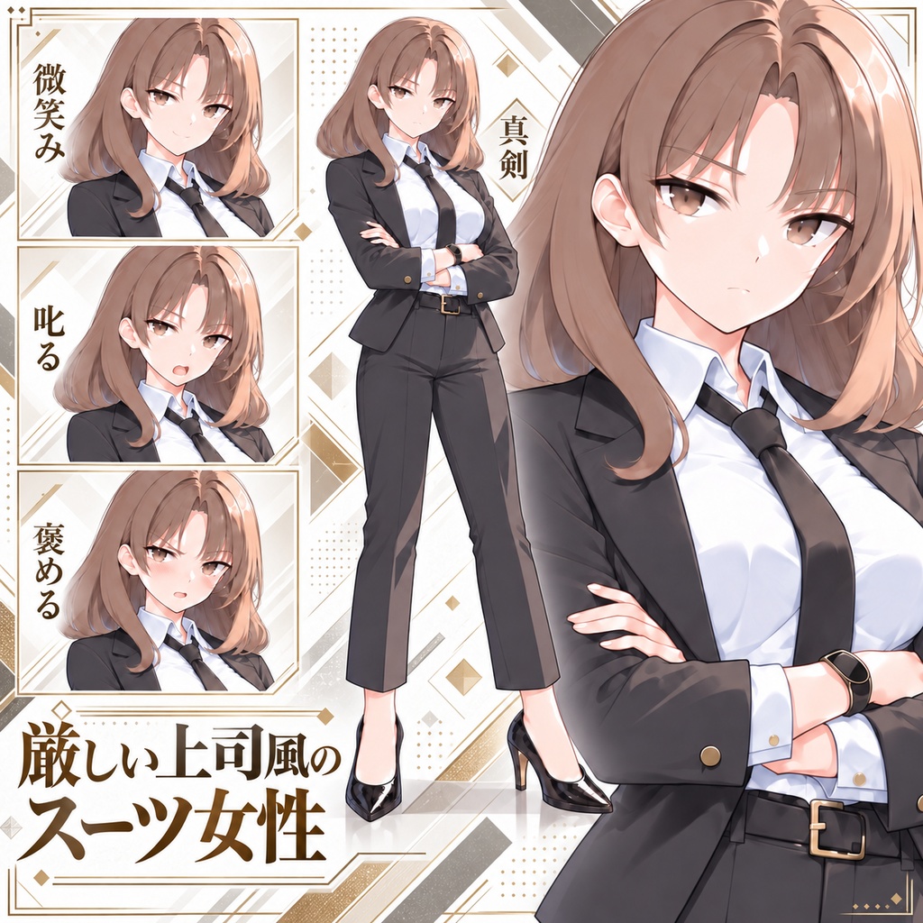 【立ち絵素材330】厳しい上司風のスーツ女性