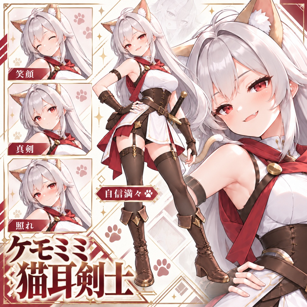 【立ち絵素材335】ケモミミ猫耳剣士