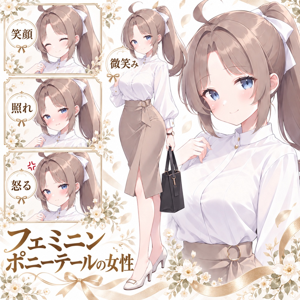【立ち絵素材357】フェミニンポニーテールの女性