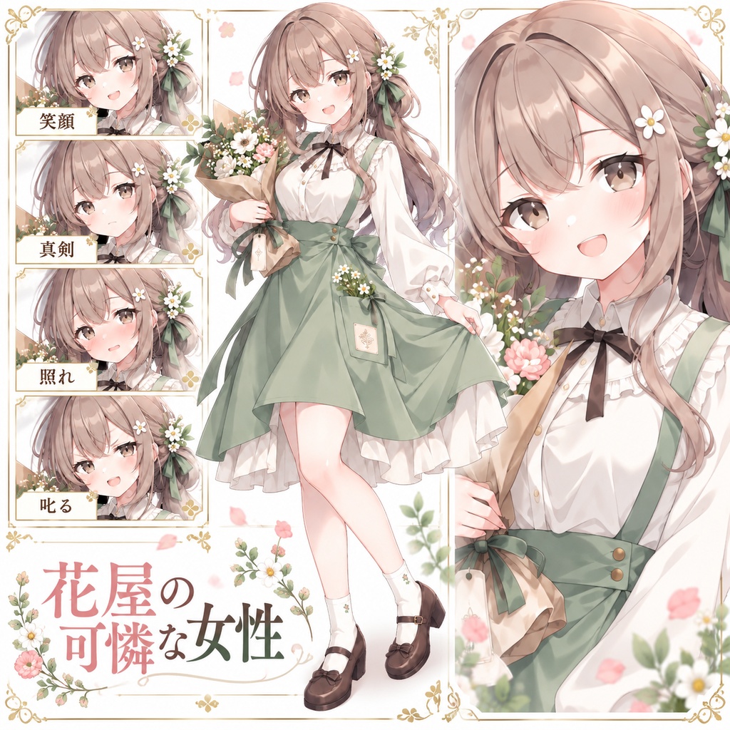 【立ち絵素材372】花屋の可憐な女性