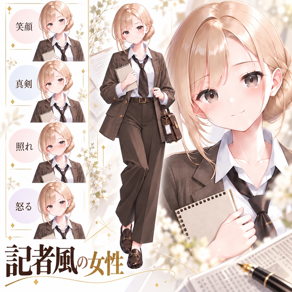 【立ち絵素材376】記者風の女性
