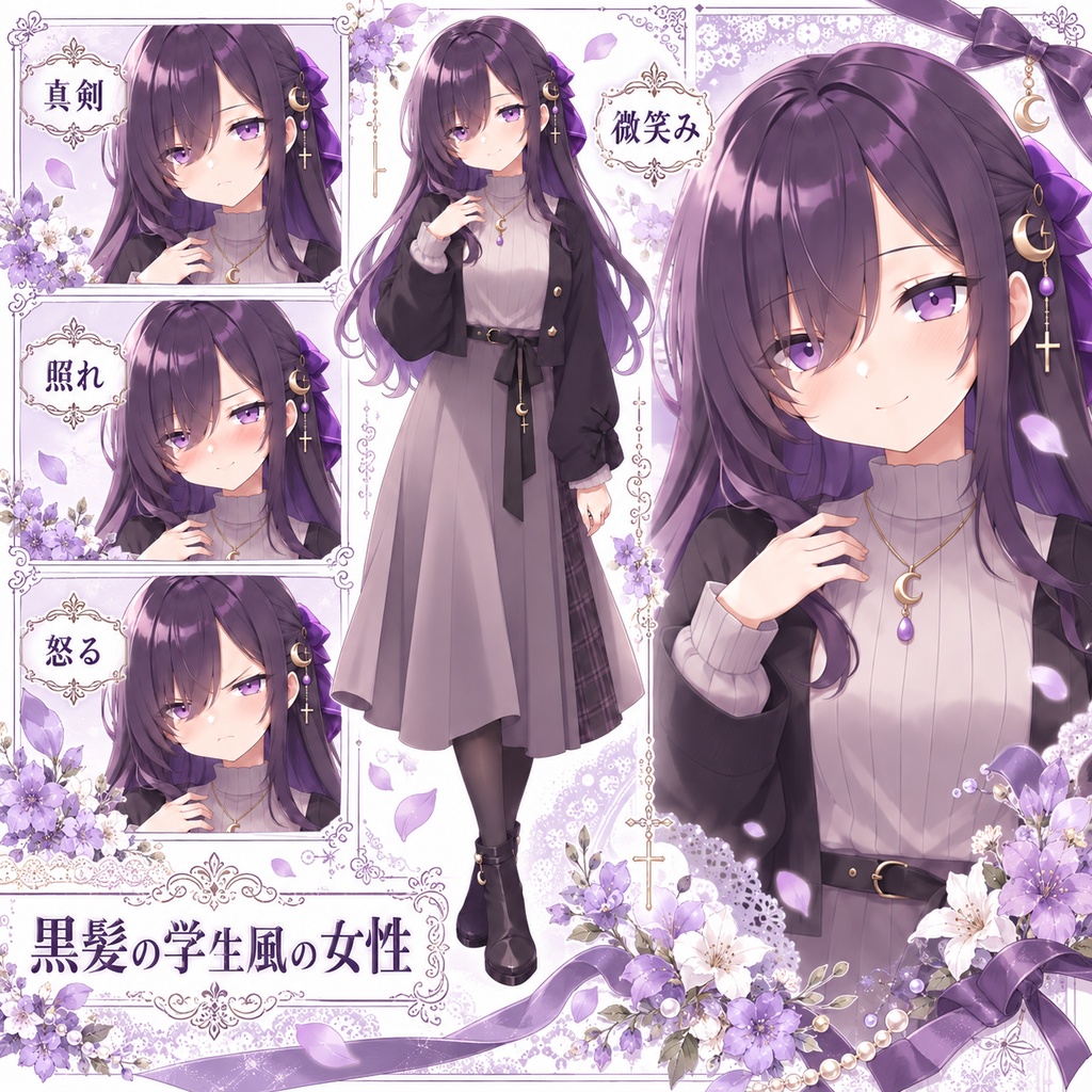 【立ち絵素材381】黒髪の学生風の女性