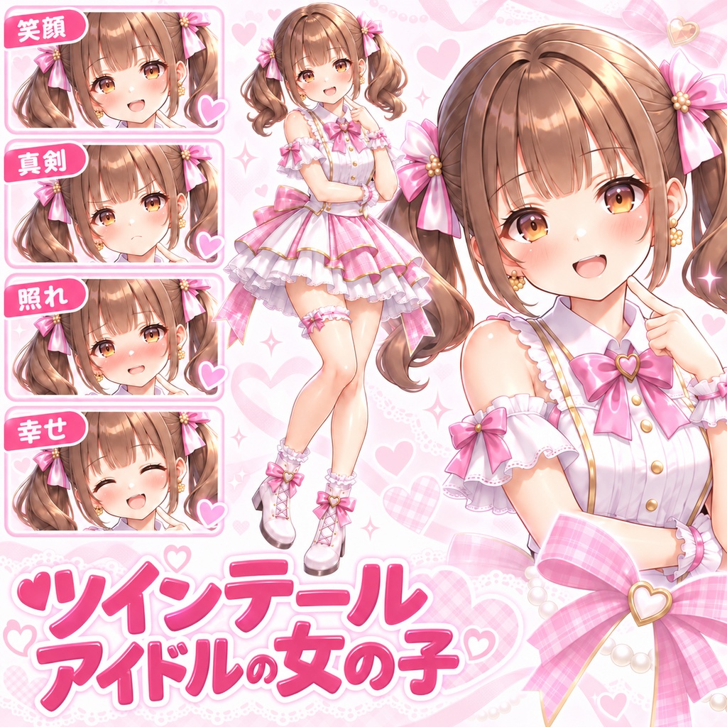 【立ち絵素材383】ツインテールアイドルの女の子