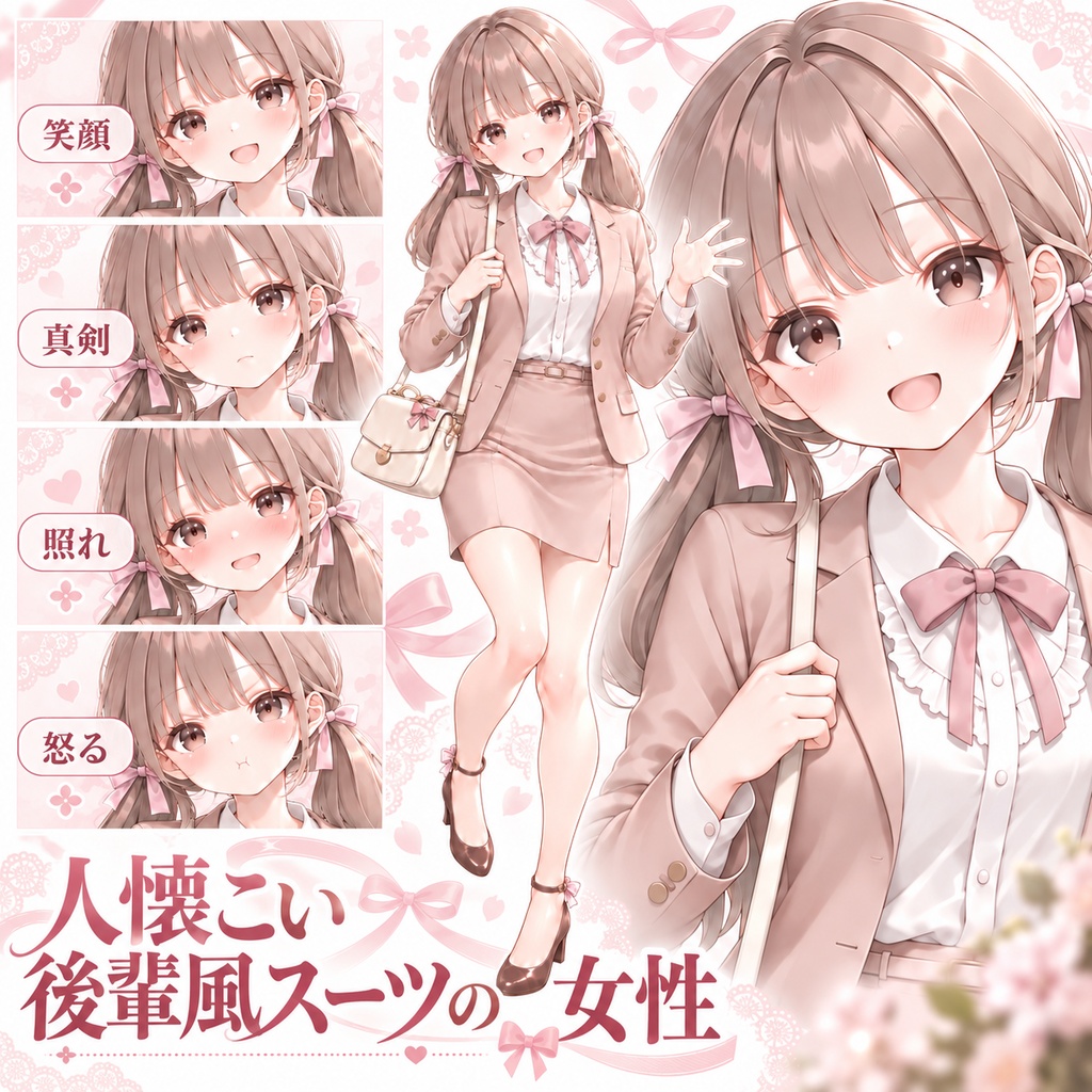 【立ち絵素材389】人懐こい後輩風スーツの女性