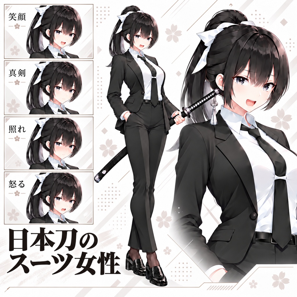 【立ち絵素材390】日本刀のスーツ女性