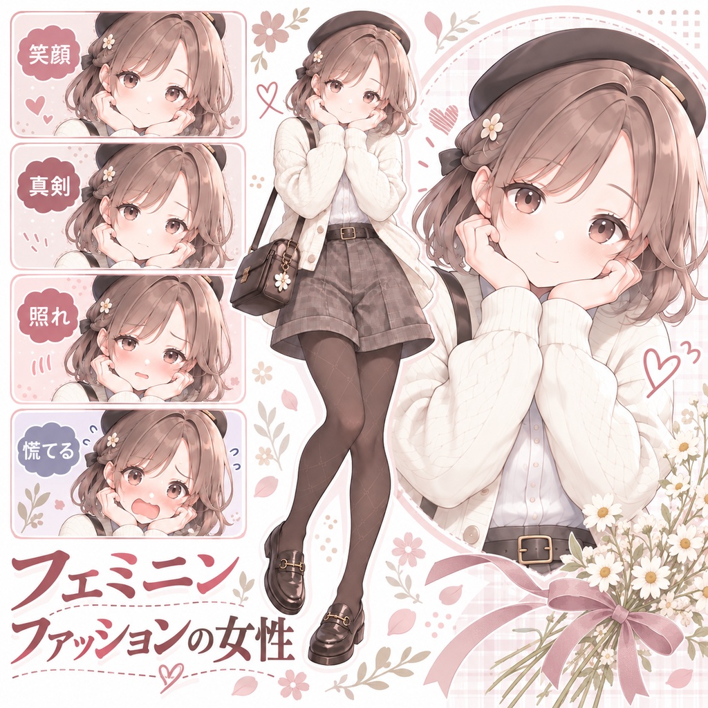 【立ち絵素材393】フェミニンファッションの女性