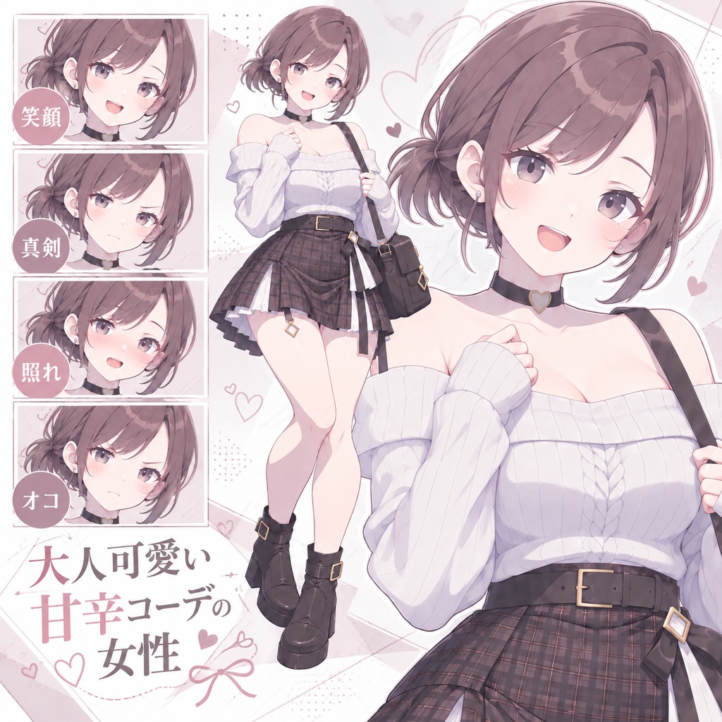 【立ち絵素材418】大人可愛い甘辛コーデの女性