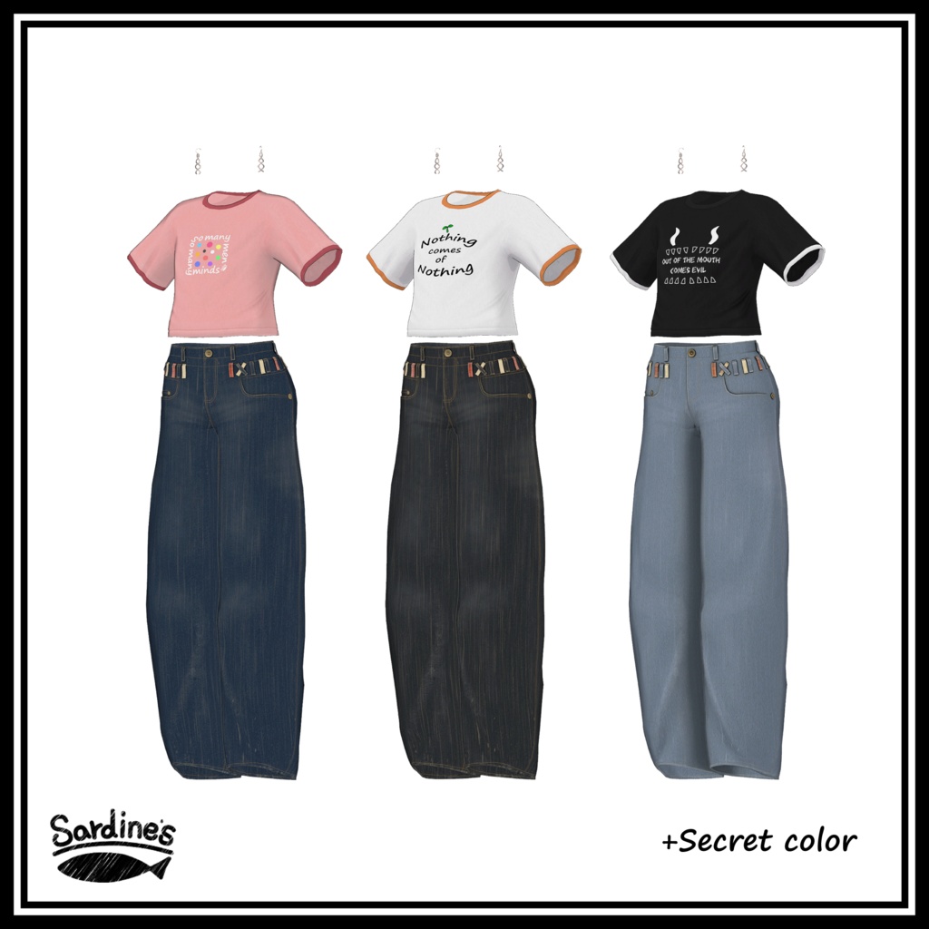 グラフィックTシャツ&デニムパンツ「Grus / Lapwing / Lowtus」