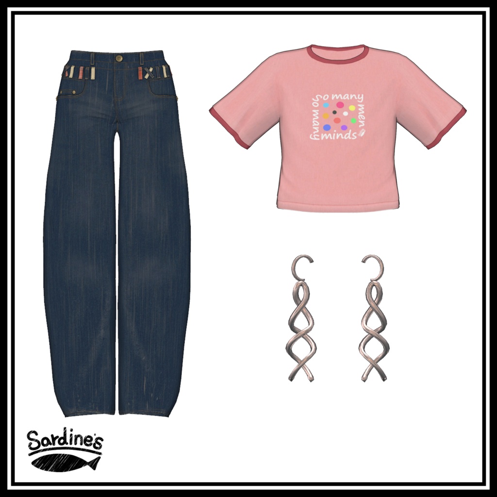 グラフィックTシャツ&デニムパンツ「Grus / Lapwing / Lowtus」