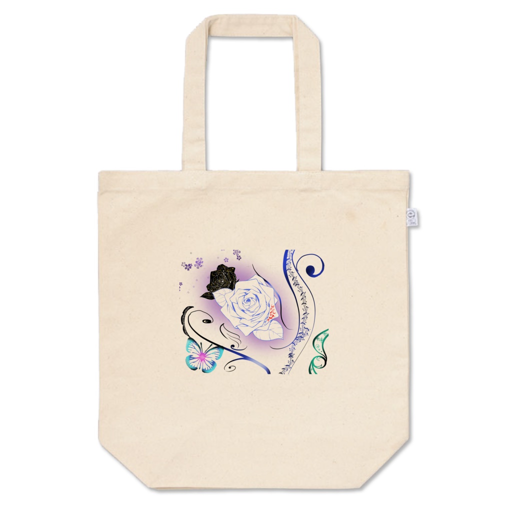 青と黒の薔薇のトートバッグ