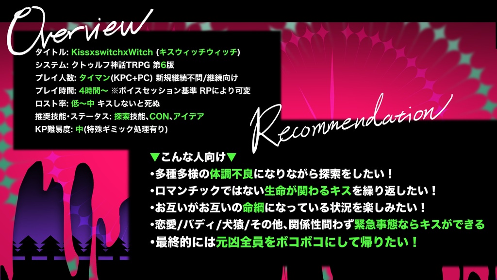 【CoCシナリオ】Kiss×switch×Witch【SPLL:E191572】