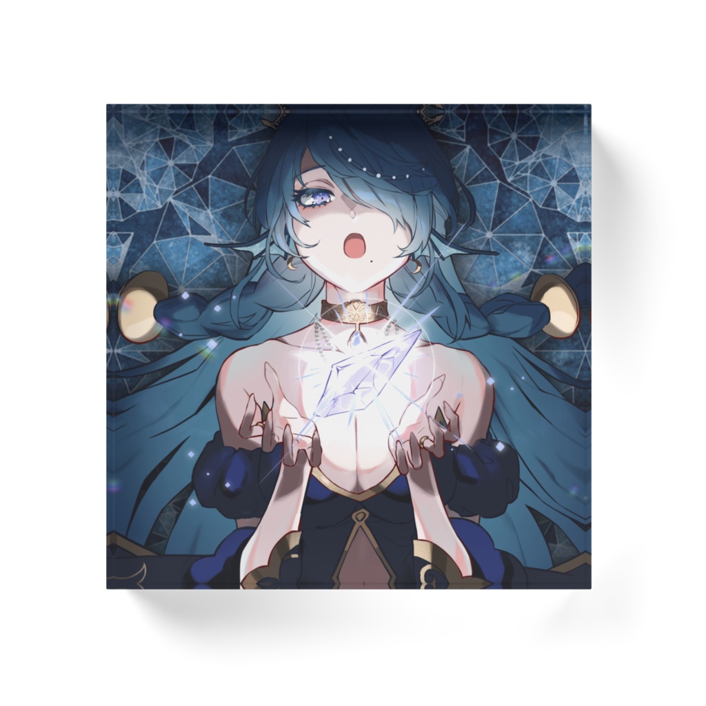 アクリルブロック100×100mm #さざなみセレナ 極光のアイオライト