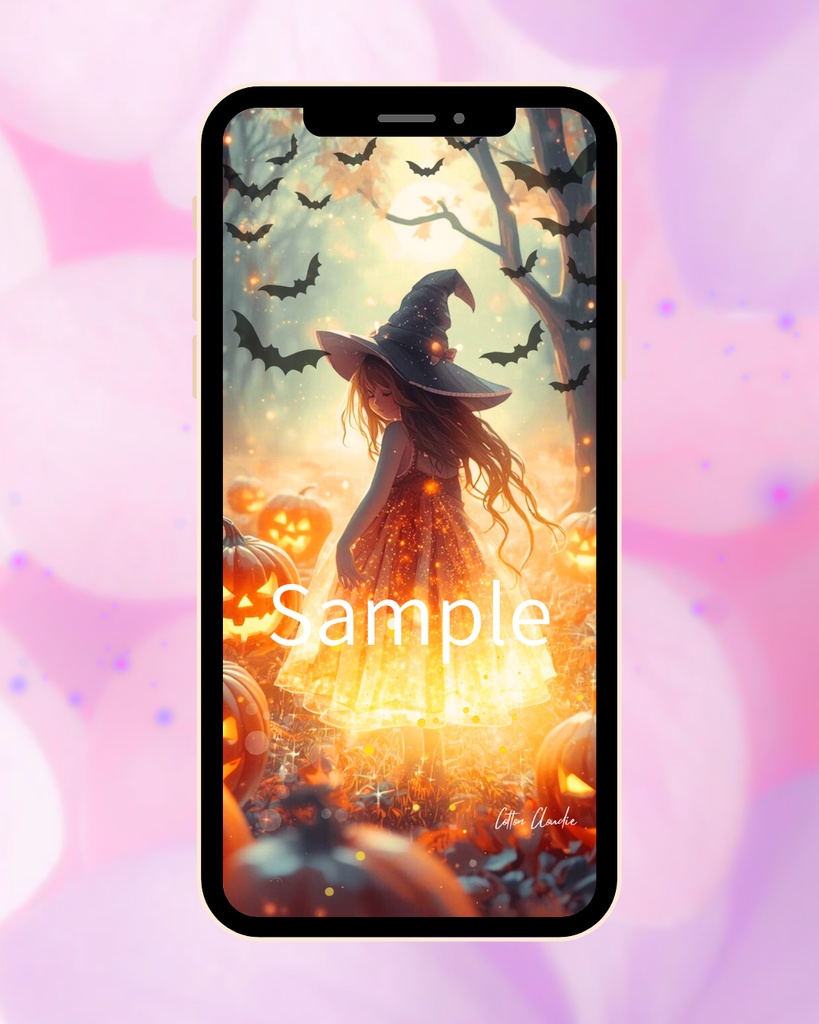 【Cotton Cloudie】ハロウィンの輝き|オレンジ・魔女・おしゃれ|スマホ壁紙|待ち受け 他【ハロウィン限定】