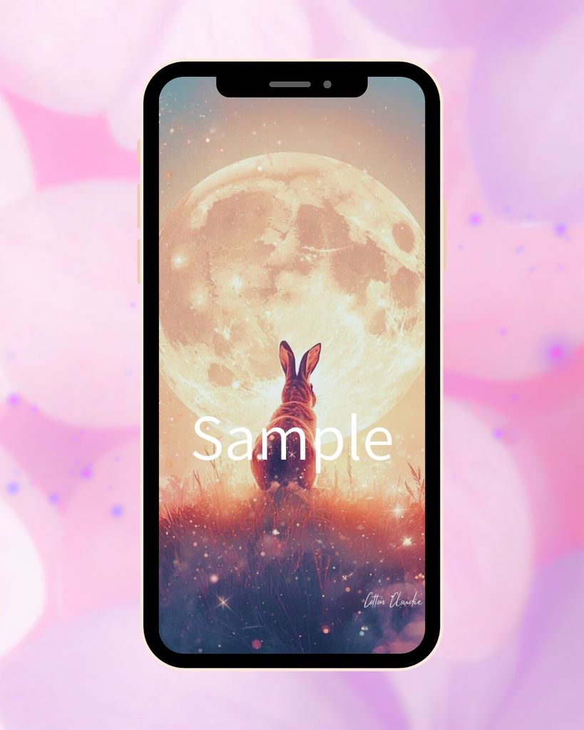 【Cotton Cloudie】月夜の使者|満月・幻想的・うさぎ・おしゃれ|スマホ壁紙|待ち受け 他