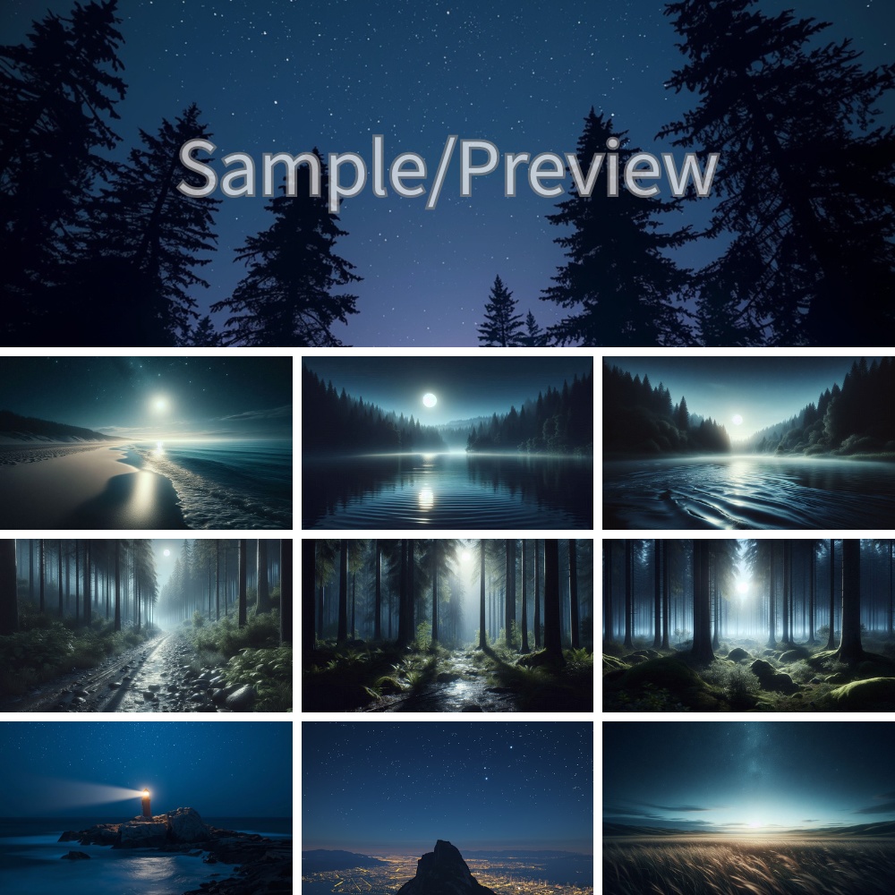 静かな夜の自然風景 背景画像10枚セット|フルHD Quiet Night Nature Backgrounds