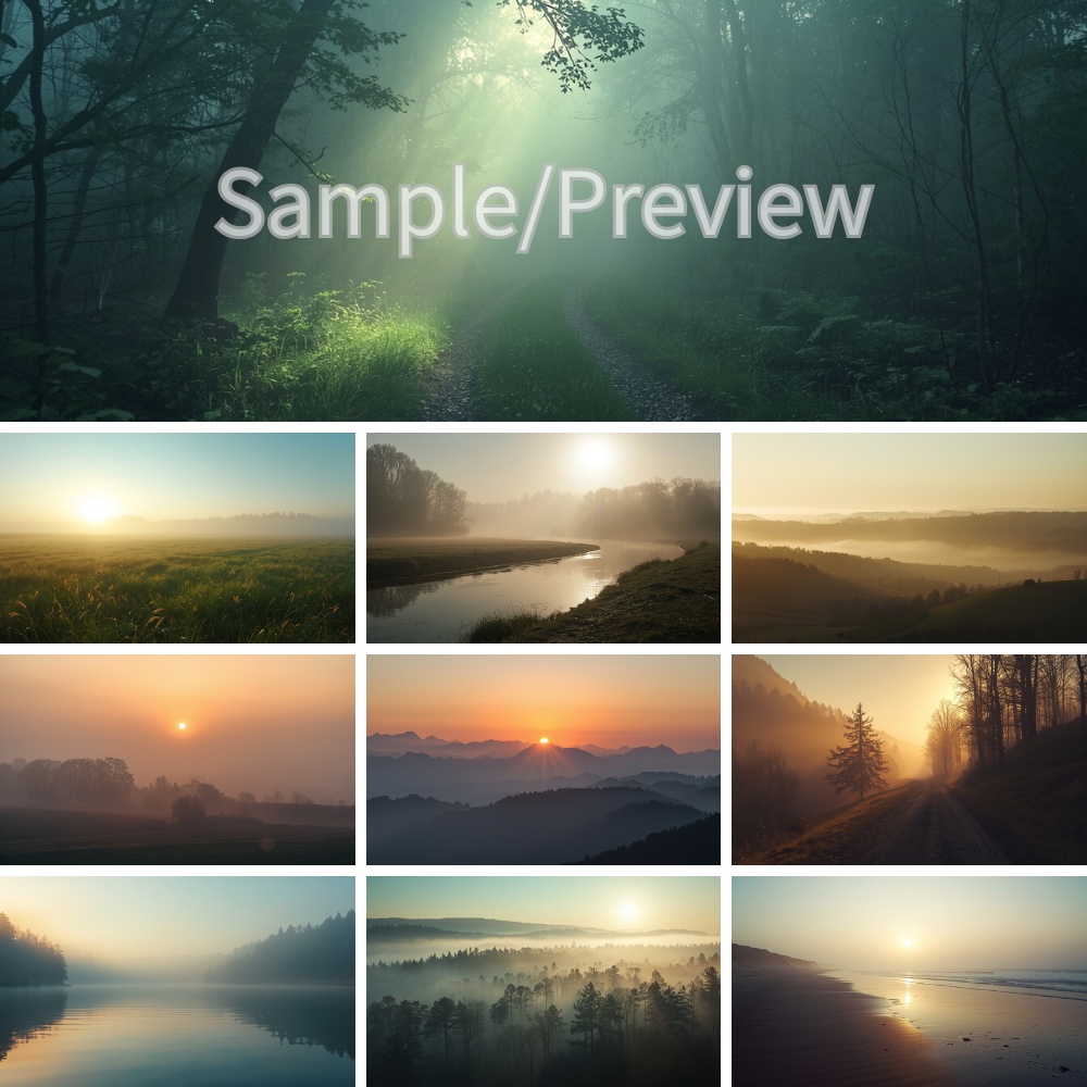 朝霧に包まれる自然風景 背景画像10枚セット|フルHD Soft Morning Mist Nature Backgrounds