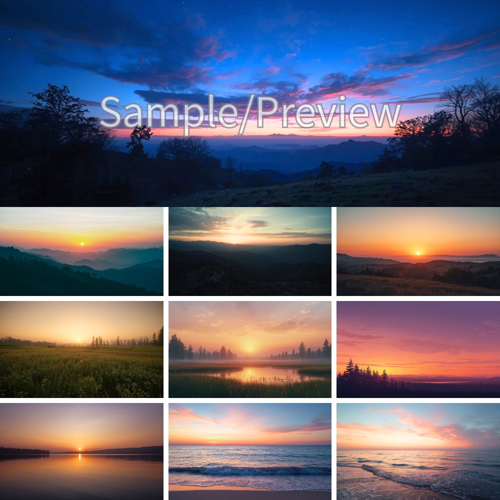 静かな夕焼けの自然風景 背景画像10枚セット|フルHD(1920×1080)