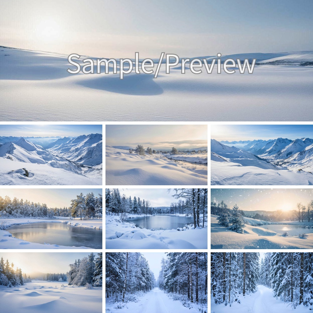 雪に包まれる静かな冬の風景 背景画像10枚セット【フルHD】Quiet Winter Snow Landscapes – Background Image Set (10 Images, Full HD)