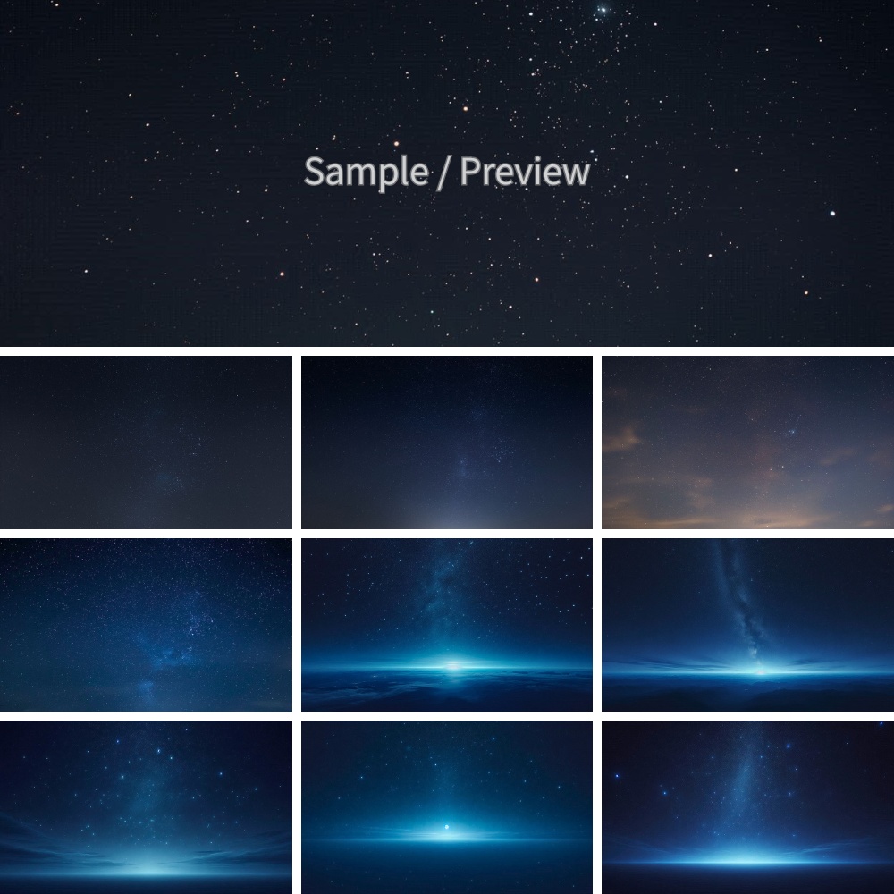 静かな星空の風景 背景画像10枚セット|夜空・汎用・合成向け(フルHD)Quiet Starry Sky Background (10Images) | Night Sky,Minimal,Full HD