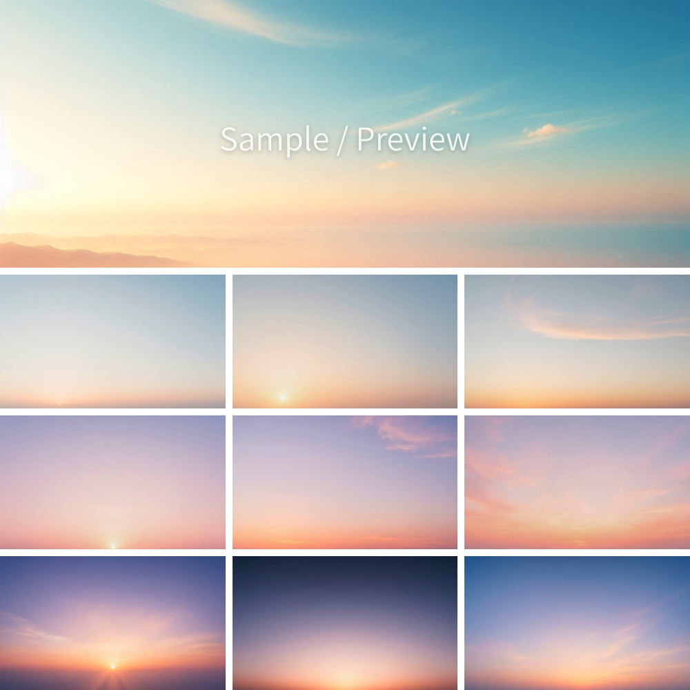 静かな朝焼けグラデーション背景画像 10枚セット|余白・合成用(フルHD)Soft Sunrise Gradient Background Pack (10Images) | Minimal,Copy Space,Full HD