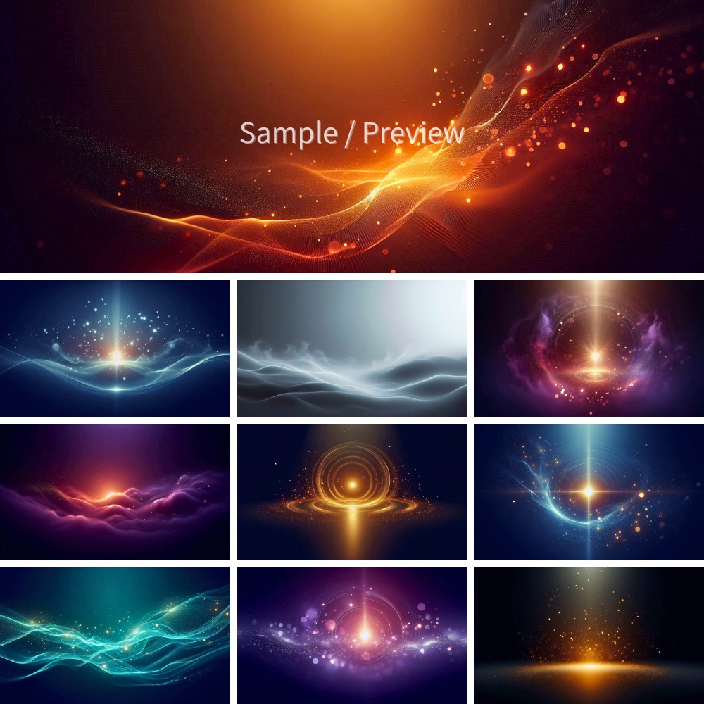 抽象ヒーリング光 背景素材10枚セット|瞑想・スピリチュアル・合成向け(フルHD)Abstract Healing Light Background Pack (10 Images) | Meditation & Relaxing Visuals, Full HD