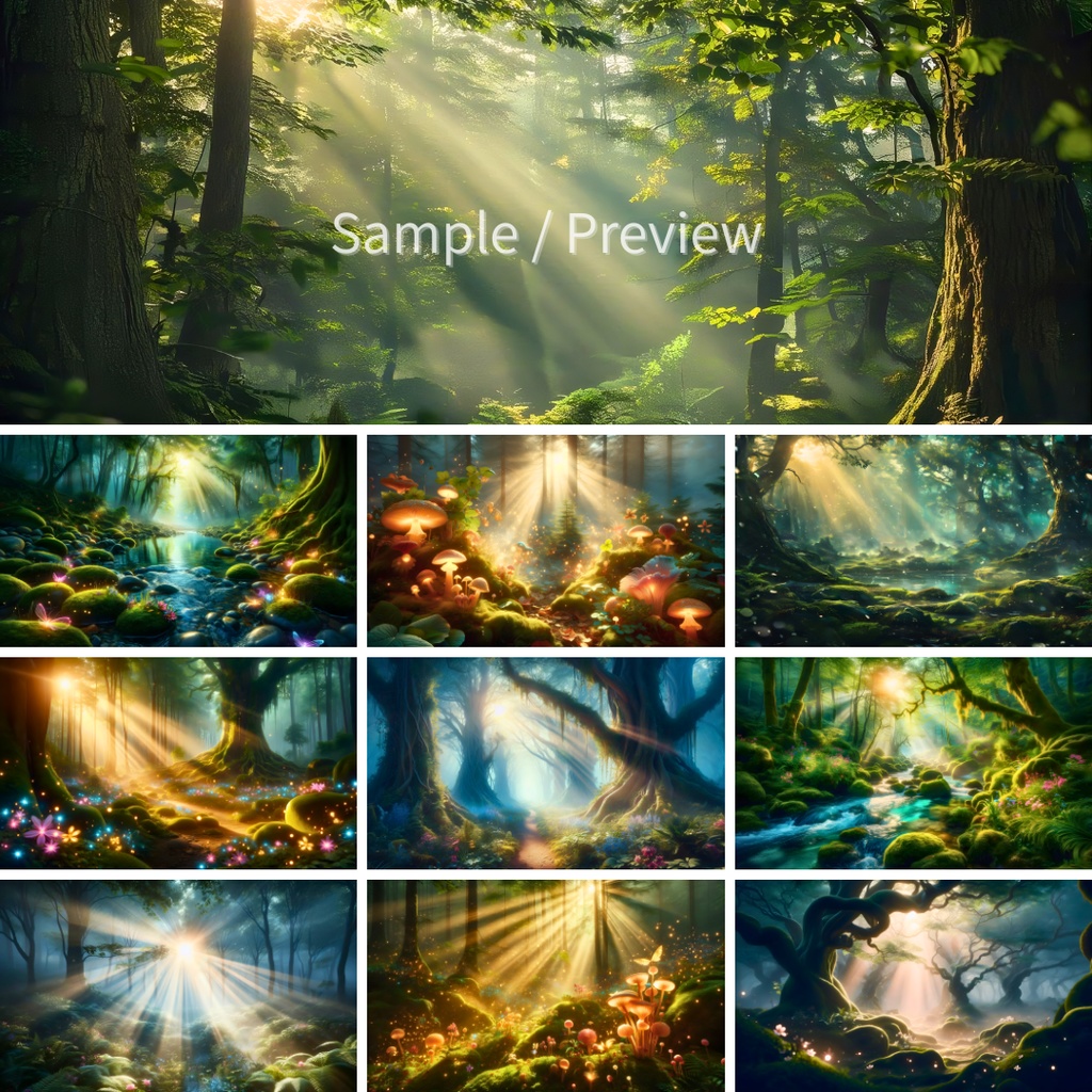 Sacred Forest Streaming Backgrounds – 神秘の森 配信背景素材 (4K / 高解像度)