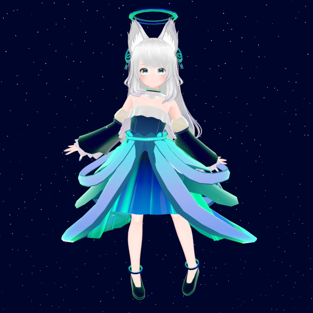 【フルーリアちゃん・ソレイルちゃん対応】オーロラドレス