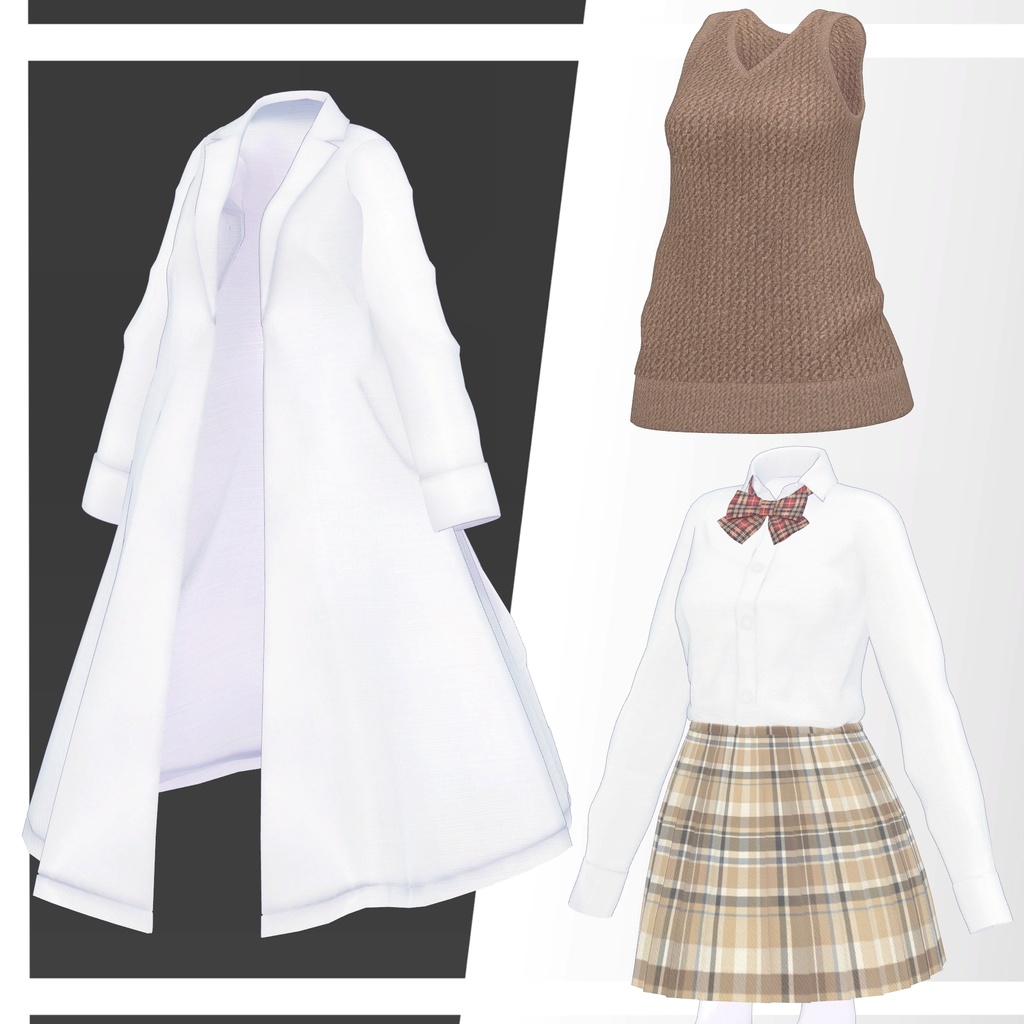 【複数アバター対応】科学部の先輩が着てそうな白衣制服-賢い-