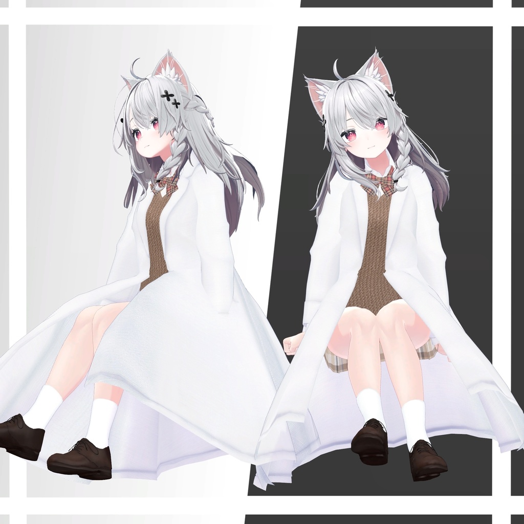 【複数アバター対応】科学部の先輩が着てそうな白衣制服-賢い-