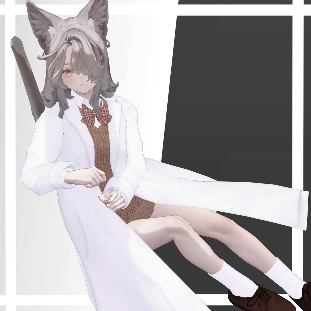 【複数アバター対応】科学部の先輩が着てそうな白衣制服-賢い-