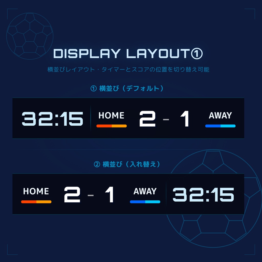 【OBS配信素材】サッカー同時視聴用スコアボード & タイマー Ver.1.1【画像表示も対応】