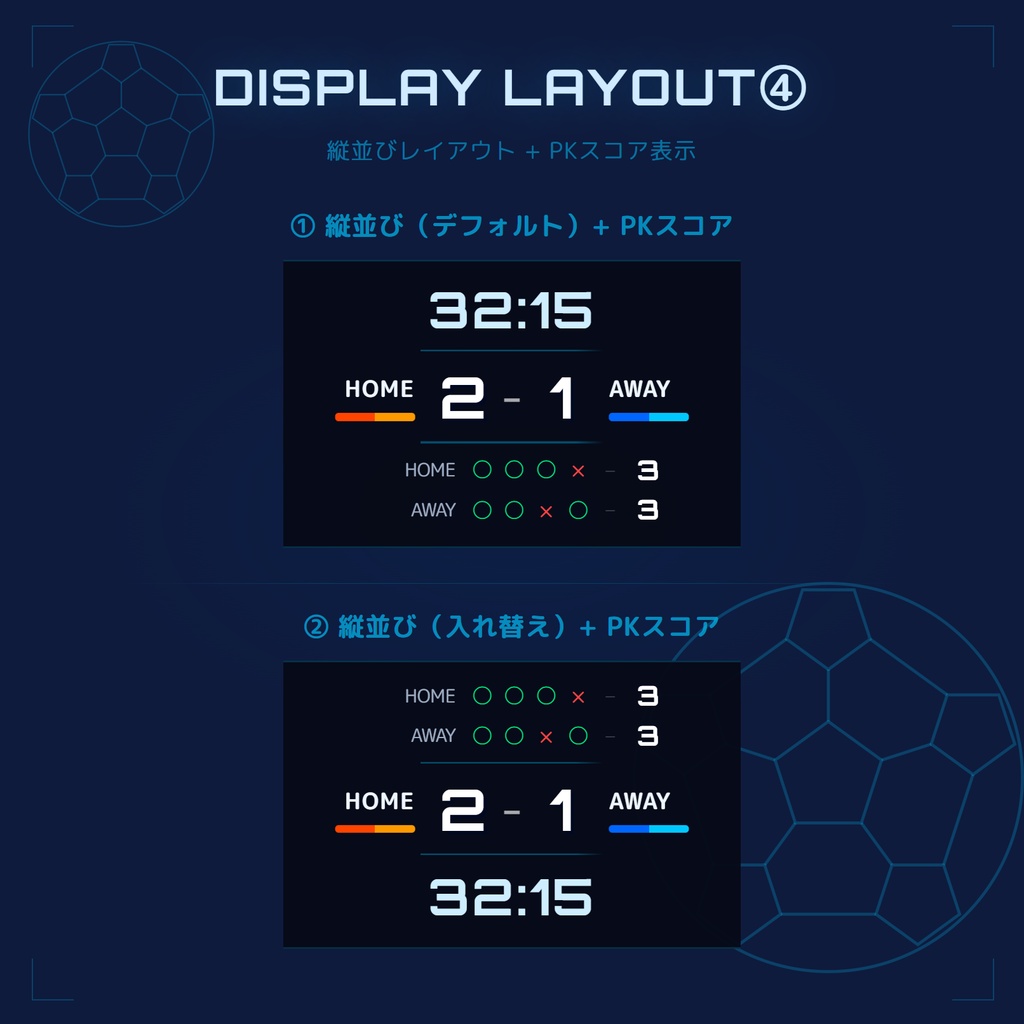 【OBS配信素材】サッカー同時視聴用スコアボード & タイマー Ver.1.1【画像表示も対応】